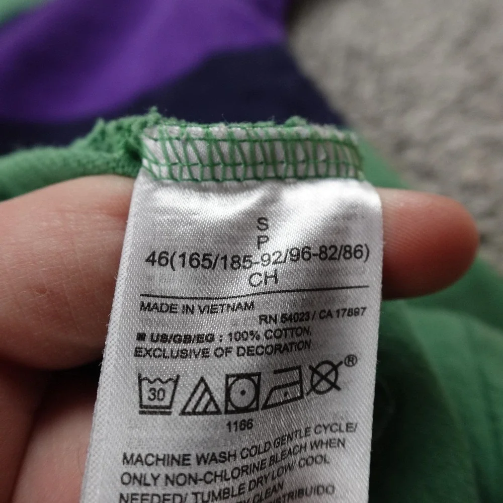 Gap Rugby Shirt‎ Mens S Green Purple Stripe Long Sleeve Polo Casual Preppy Y2K